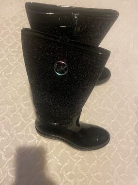 Michael Kors Black Glitter Rain Boots